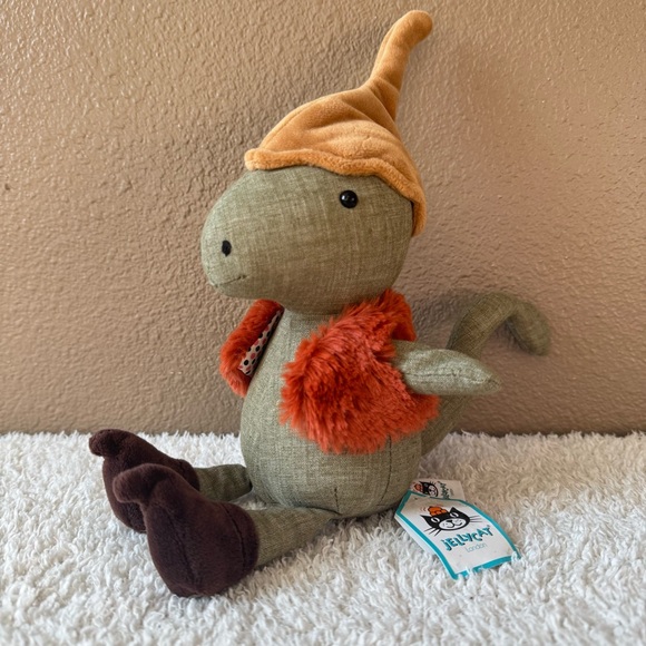 NWT Jellycat Forest Forager Nook HTF Retired collectible Dino lizard - Picture 1 of 10